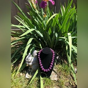 Purple please! Vintage Purple acrylic necklace marked “Avon” and “NR”.